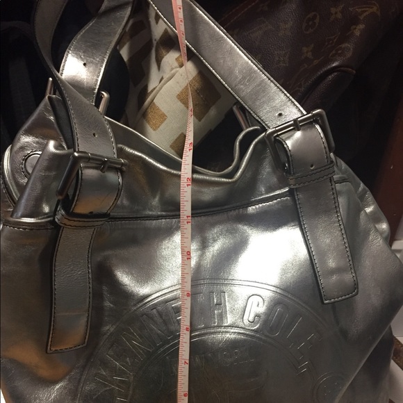 Overisized Kenneth Cole Silver Metallic Tote - Picture 8 of 8